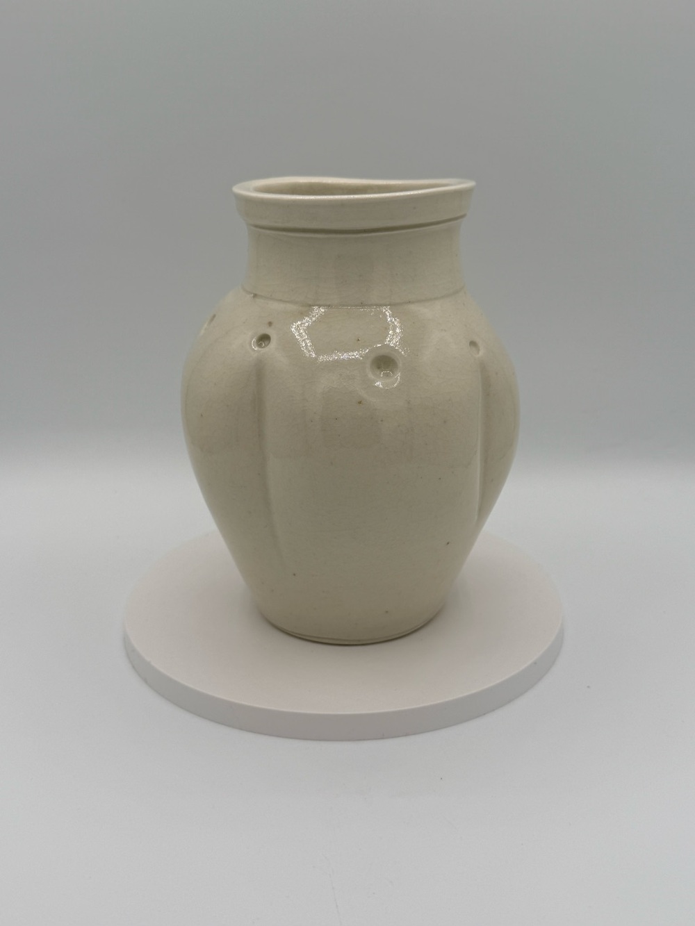 Vintage Studio Pottery Cream Ceramic Decorative Vase - Neutral Home Art